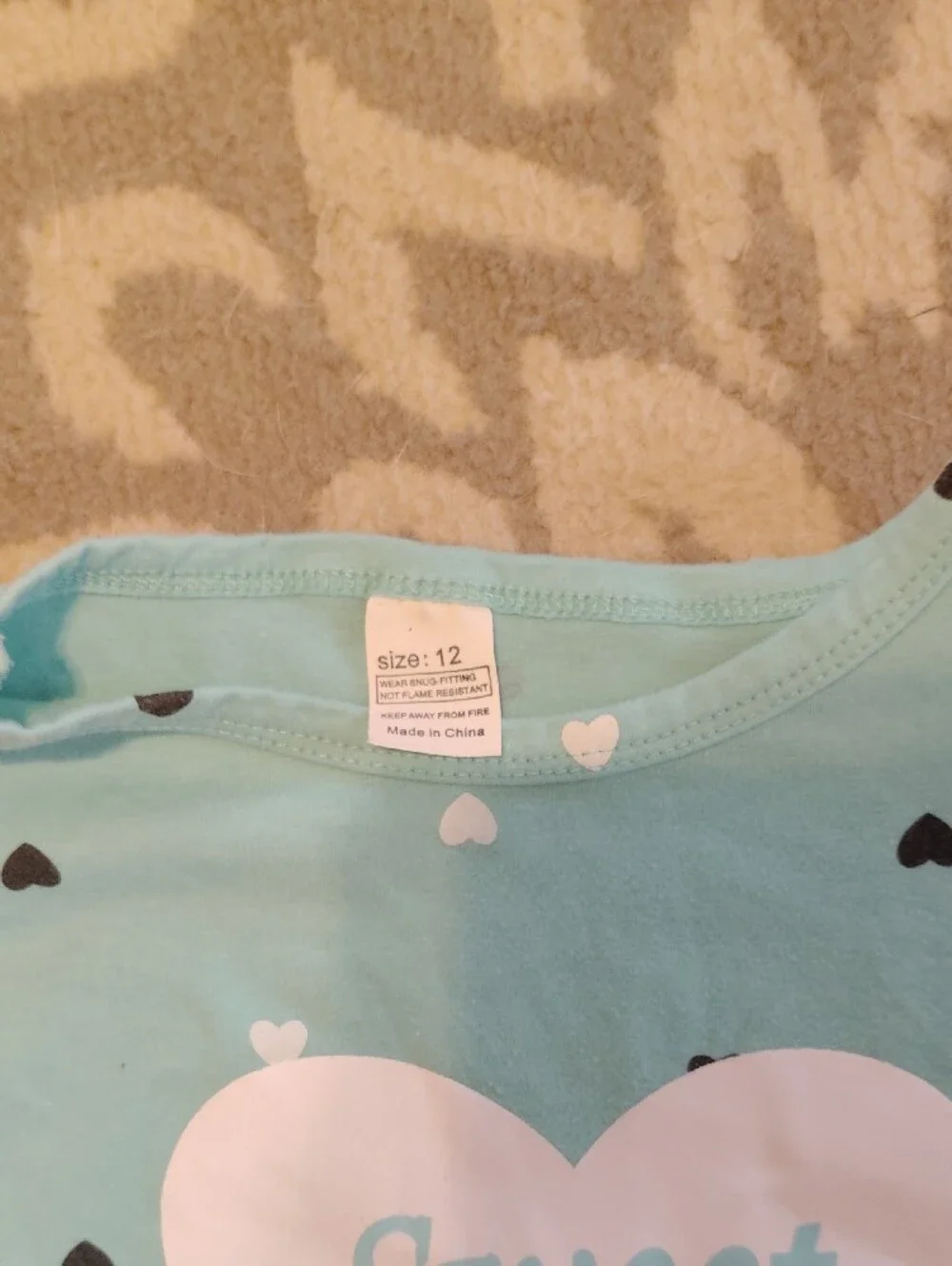 Girls' Sweet Girl Heart Pajama Set - Mint